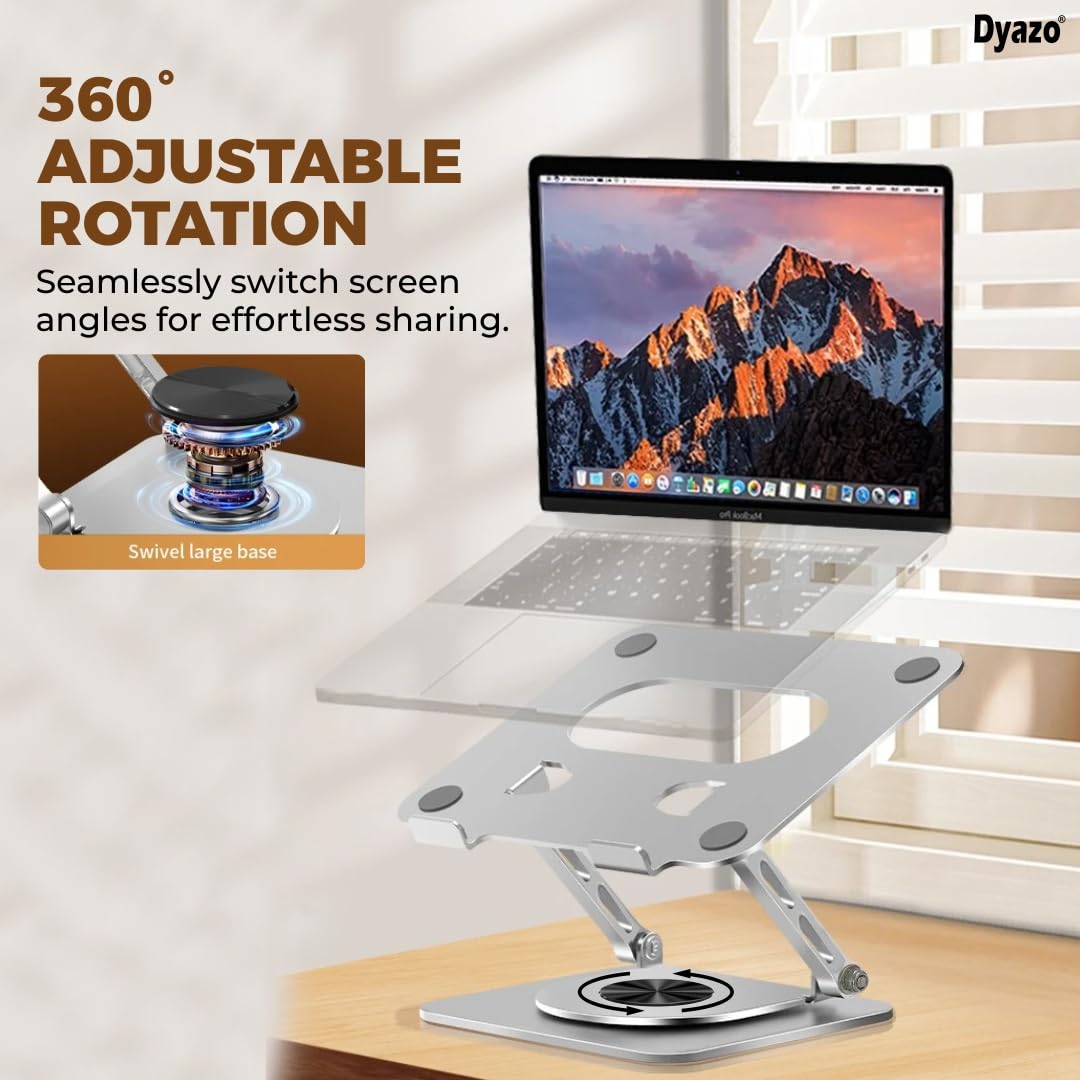 Tygot 6 Angles Adjustable Aluminum Ergonomic Foldable Portable Tabletop Laptop/Desktop Riser Stand Holder Compatible for MacBook, HP, Dell, Lenovo & All Other Notebook (Black)