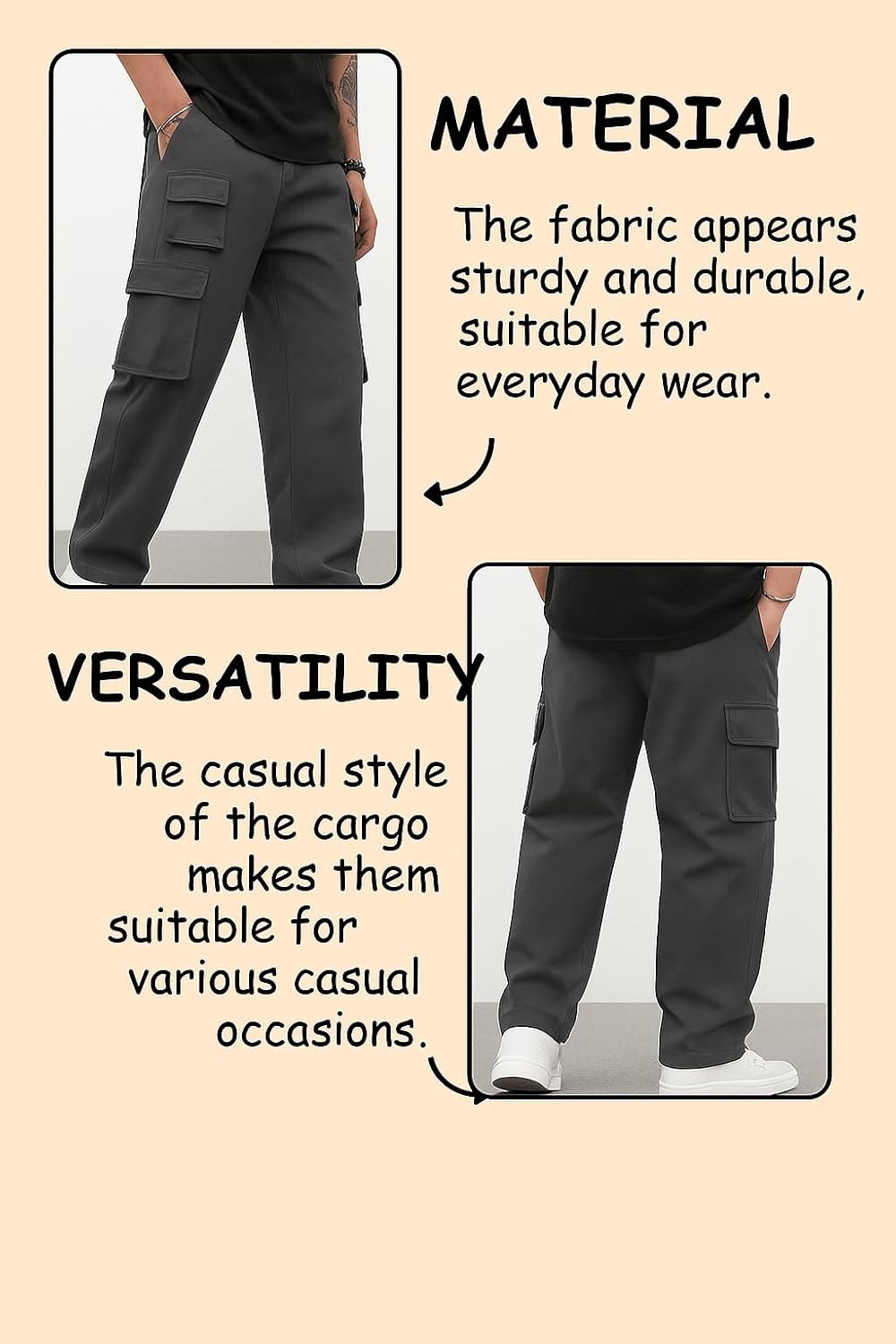 Lymio Men's Regular Fit Low Rise Cargo || Cotton Cargo Pants ||(Cargo-38-41)