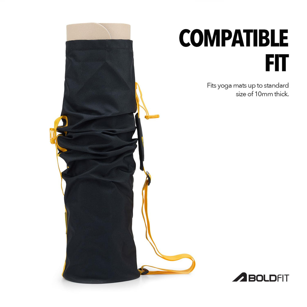 Boldfit Yoga Mat Cover Bag Yoga Mat Case for Carrying Polyester Exercise Yogacase Bag with Zipper & Shoulder Strap Yogamat Bags Cover Upto 10mm Thickness Matcase Yogabag