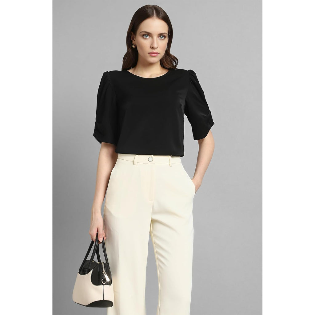 Van Heusen Women's Regular Fit Half Sleeve Round Neck Formal Top