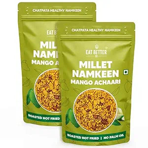 Eat Better Co – Millet Namkeen – Mango Achari – Chatpata, Healthy Namkeen Snacks – Roasted, Not Fried | No Palm Oil | Healthy Replacement of Chips & Bhujia – Pack of Two - 200 grams