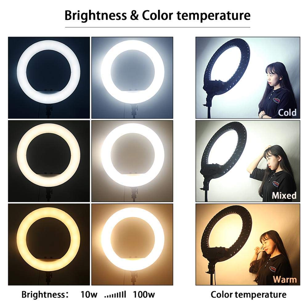 Conbre 10-inch Ring Light | 3 Color Modes | 10 Brightness Settings | Compatible with All Smart Phones | Suitable for Vlogging, YouTube, Photoshoots, Live Streaming & More (White, 10")