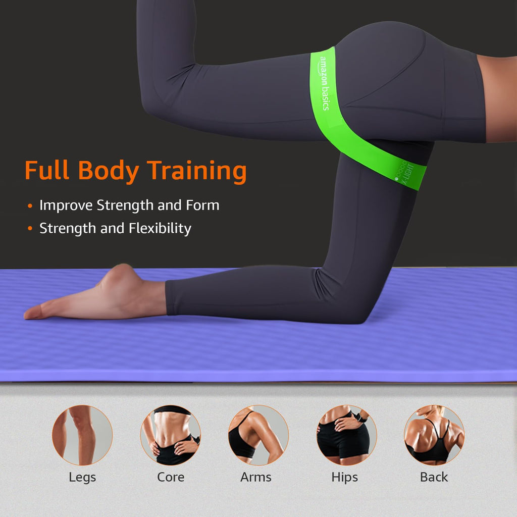 Amazon Basics Resistance Band Set of 5 | Stretching & Pull Up Power Bands | 600 mm | Suitable for Home & Gym Workouts | for Men & Women | Multicolor