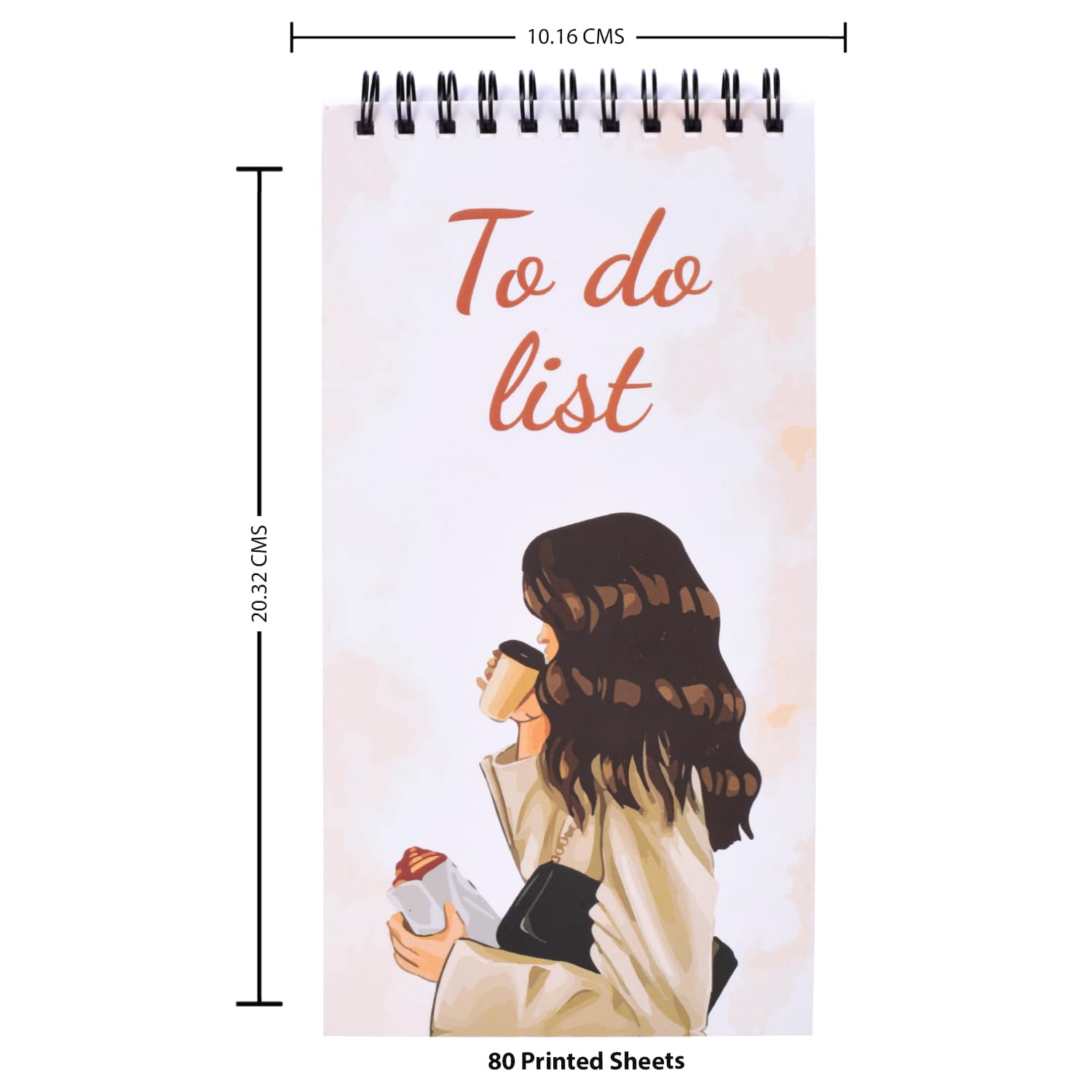 Papboo Easy to Carry To-Do List, Planner, Check list With 80 Printed Sheets Matte Finished Cover (Girl coffee)