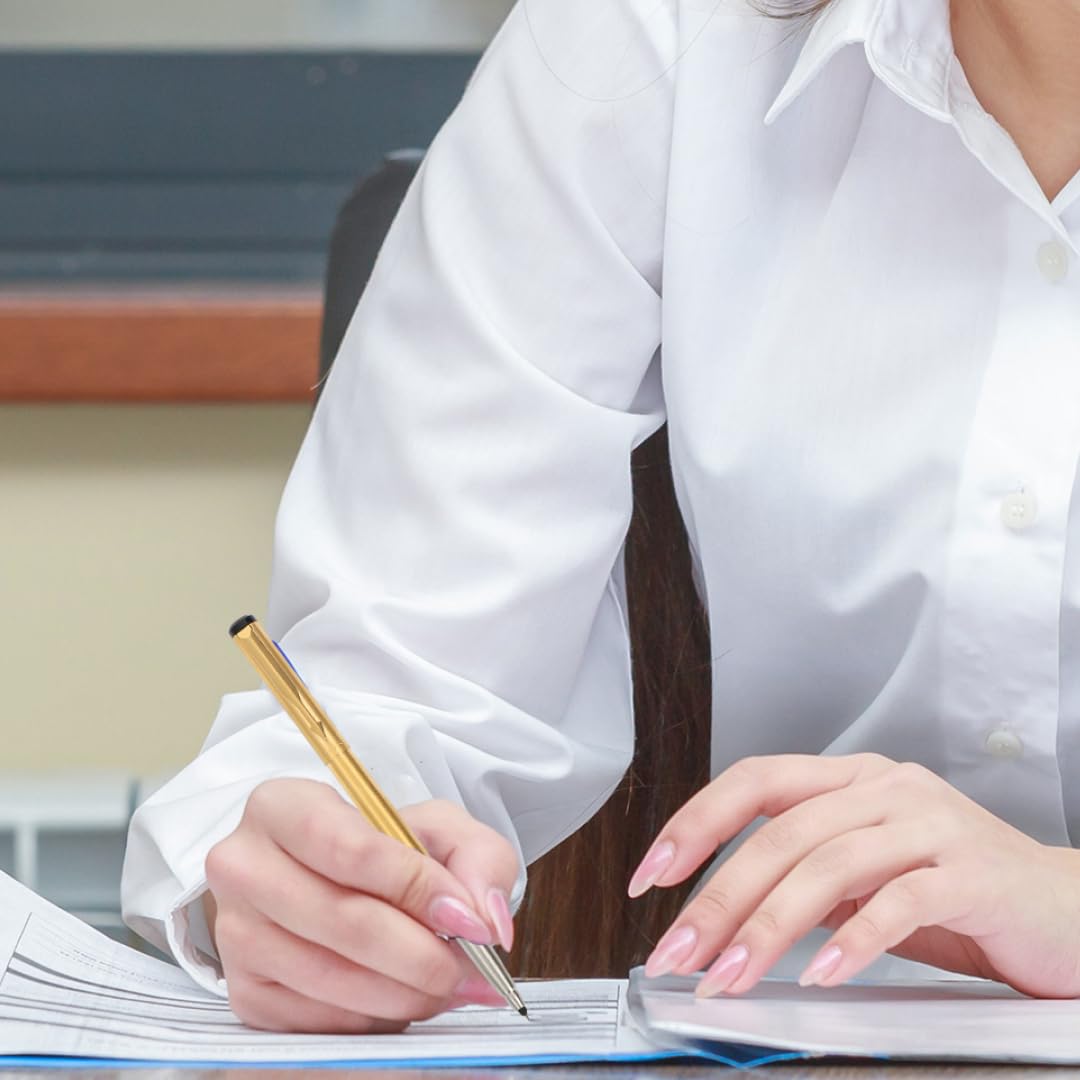 Parker Vector Gold Trim Roller Ball Pen and Ball Pen Luxury Gift Set, Blue Ink