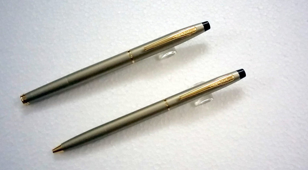 Pierre Cardin Kriss Satin Nickle Premium Pen Set | Luxurious Roller Ball Pen & Ball Pen Combo | Ideal for Festive & Corporate Gifting