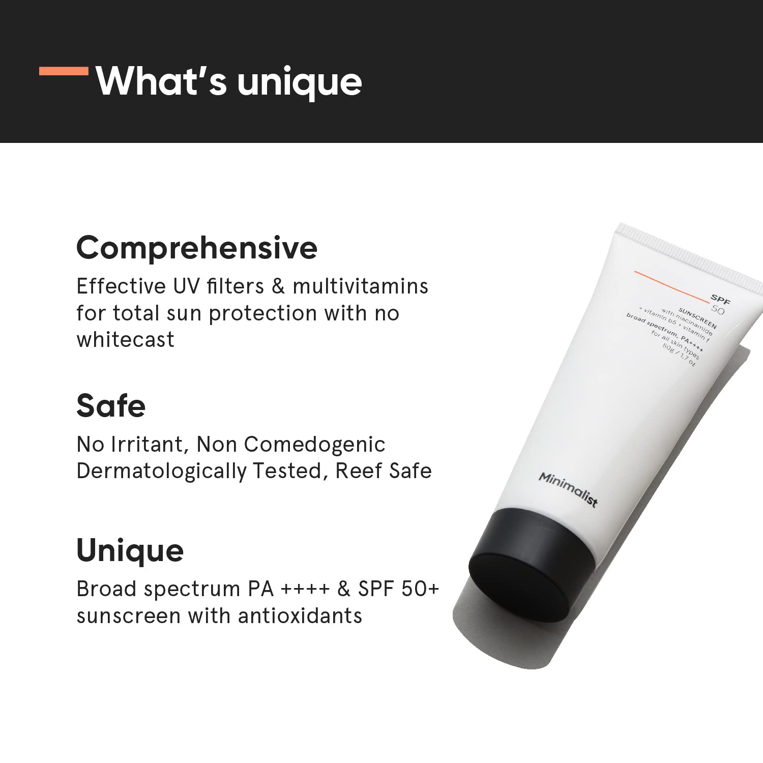 Minimalist Sunscreen SPF 50 PA++++ | Clinically Tested in US (In-Vivo) | Lightweight Cream with Multi-Vitamins | No White Cast | Broad Spectrum Niacinamide Sunscreen For Oily Skin, Dry Skin | For Women & Men | 50g