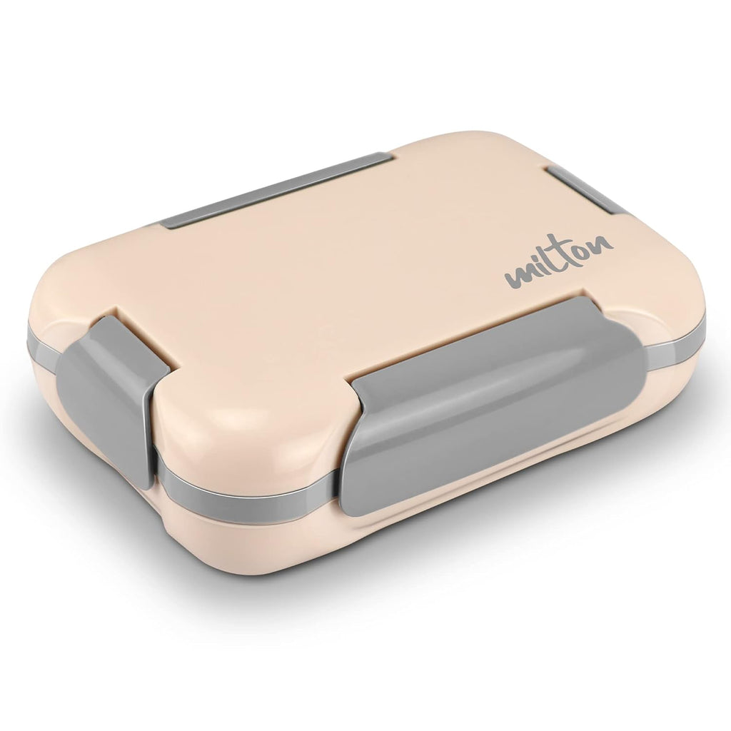 MILTON More Meal Large Kids Lunch Box Steel Insulated Inner Stainless Steel Containers with Clip Lock Lid, 770ml & 175 ml, Airtight Leakproof Kids Lunch Box, for School, Picnic, Ivory