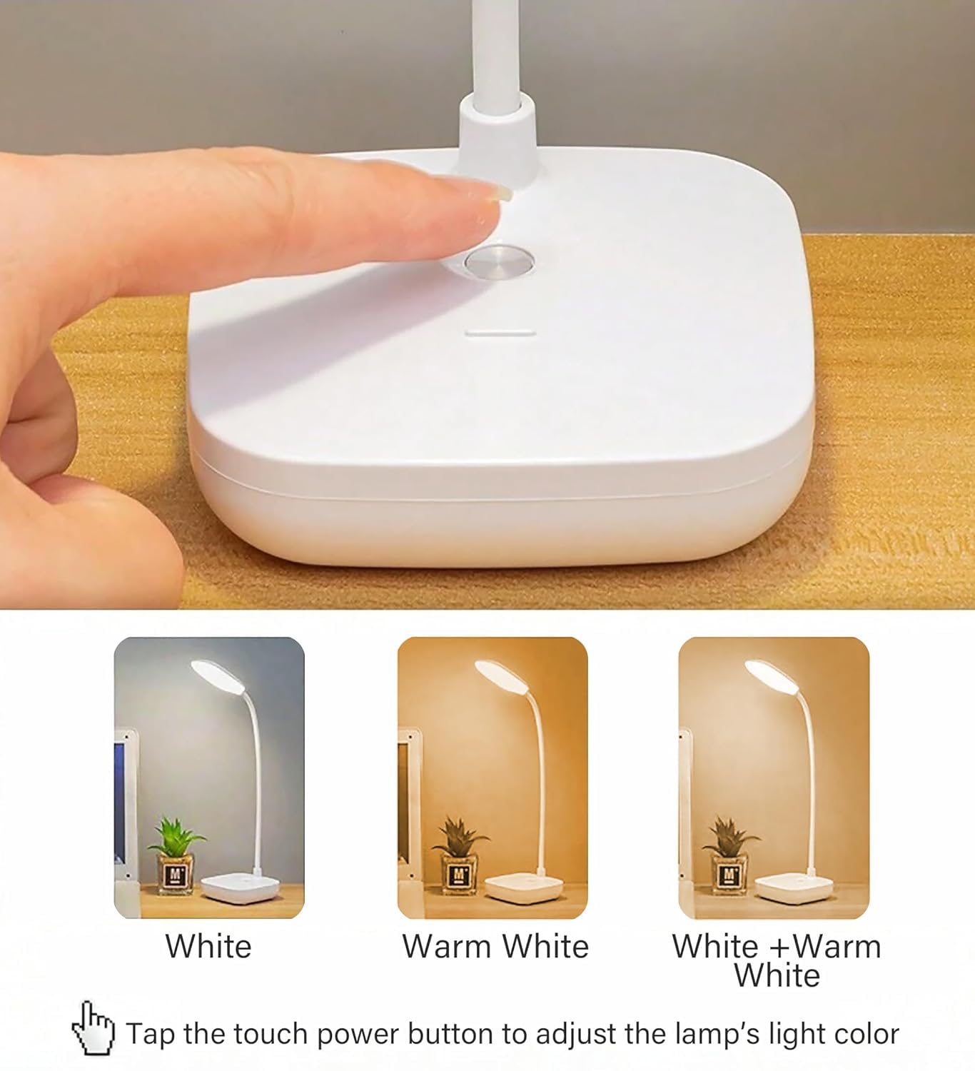 SaleOn Study Desk lamp with Touch onoff, Brightness Control, 3 Color Light, Mobile Holder, 360° Adjustable gooseneck, Type c Charging Socket, Soft Glare-Free Light, 6 Month Warranty