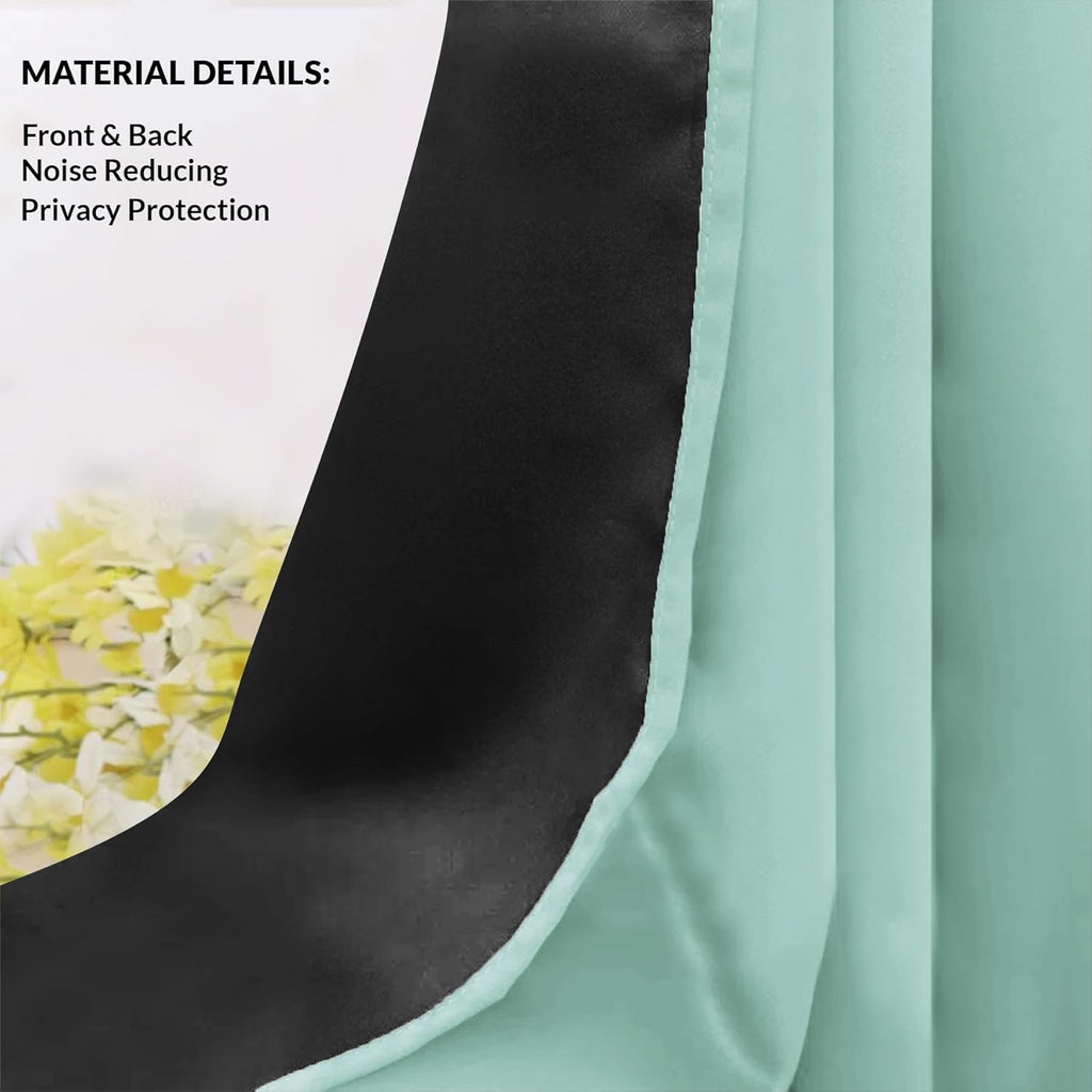 HOMEMONDE 100% Complete Blackout Curtains for Window 5 Feet Pack of 2 - Room Privacy Room Darkening Curtain with Eyelets, Heavy Faux Silk with Black Blacking - (60 Inch, Sage Green)
