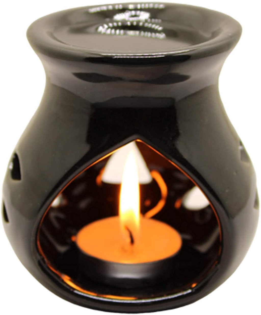 AIR-ROMA Air Roma Ceramic Aroma Black Diffuser Burner With 10Ml Lemon Grass Oil & 2 Pcs Candles | Strong & Long-Lasting Aroma - Fragrance