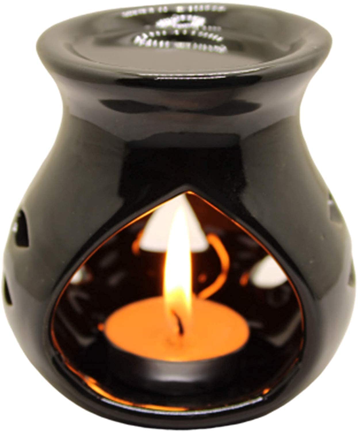 AIR-ROMA Air Roma Ceramic Aroma Black Diffuser Burner With 10Ml Lemon Grass Oil & 2 Pcs Candles | Strong & Long-Lasting Aroma - Fragrance