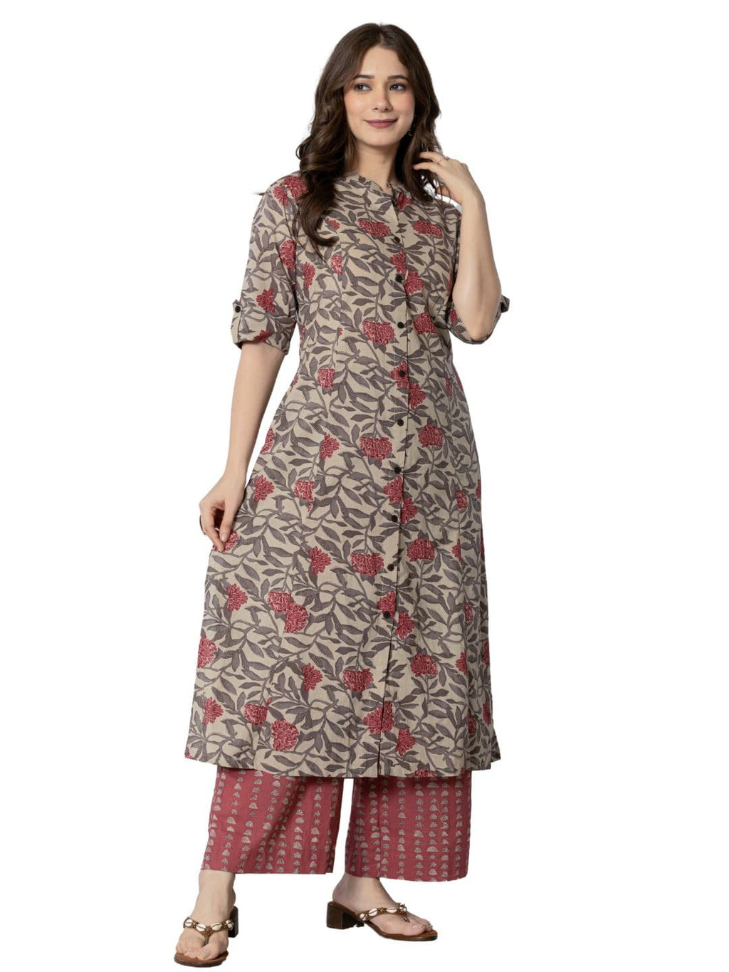 rytras Women's Cotton Kurta with Palazzo Pant Set