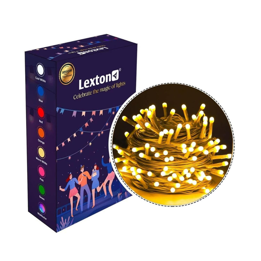 Lexton 40 LED Power Pixel Serial String/Fairy Light | Plug Sourced | Suitable for Home & Outdoor Decoration, Diwali, Christmas, Ramadan, Wedding, Party, Festival (Pack of 1, Warm White)