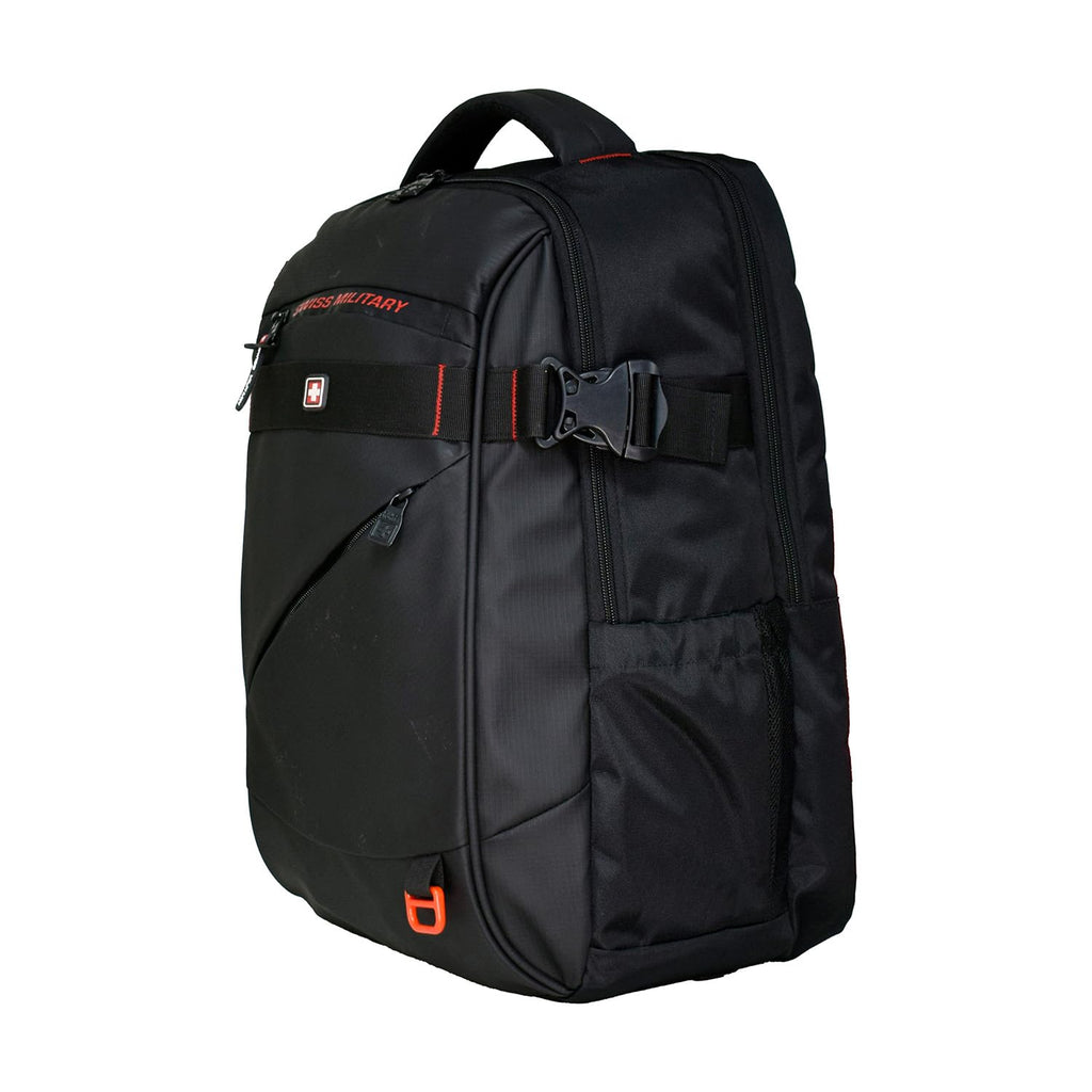 Swiss Military 30L Unisex Laptop Travel Backpack for 15.6-Inch Laptops – with Luggage Strap, Detachable Key Ring, Anti-Theft Pocket, Expandable Bottle Pocket for Office and College Use