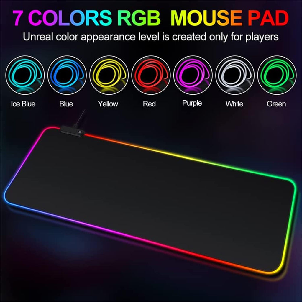FKU XXXL Large RGB Gaming Mouse Pad 14 Modes Oversized Glowing Led Extended Mousepad, Anti-Slip Rubber Base and Waterproof Surface, Soft Led Mouse Mat Mousepad (XXXL RGB Gaming Mousepad)