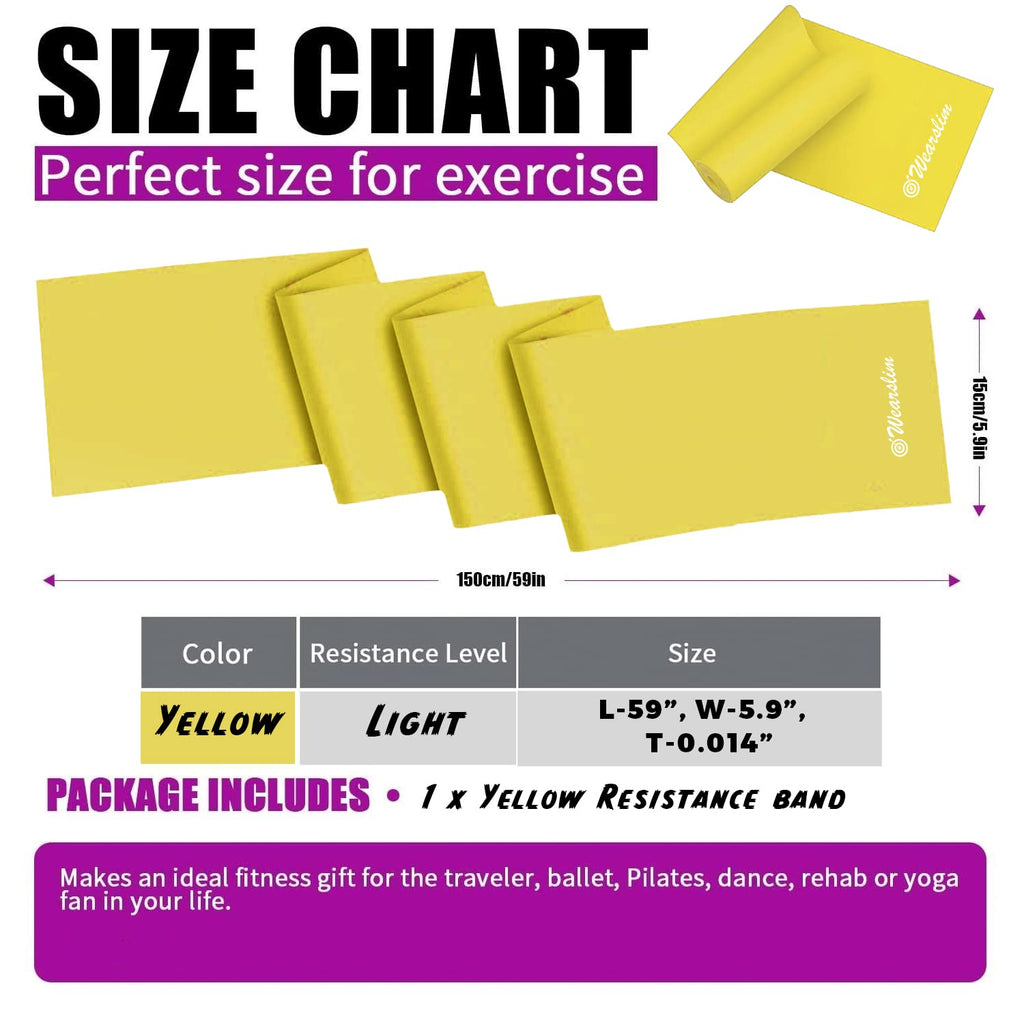 Wearslim Resistance Bands Exercise Elastic Bands Latex Bands for Pilates Yoga Phycial Therapy Rehab Home Gym Workout Fitness, Workout Loops for Booty, Glute, Leg & Thigh Exercising (1.5 Meter Yellow)
