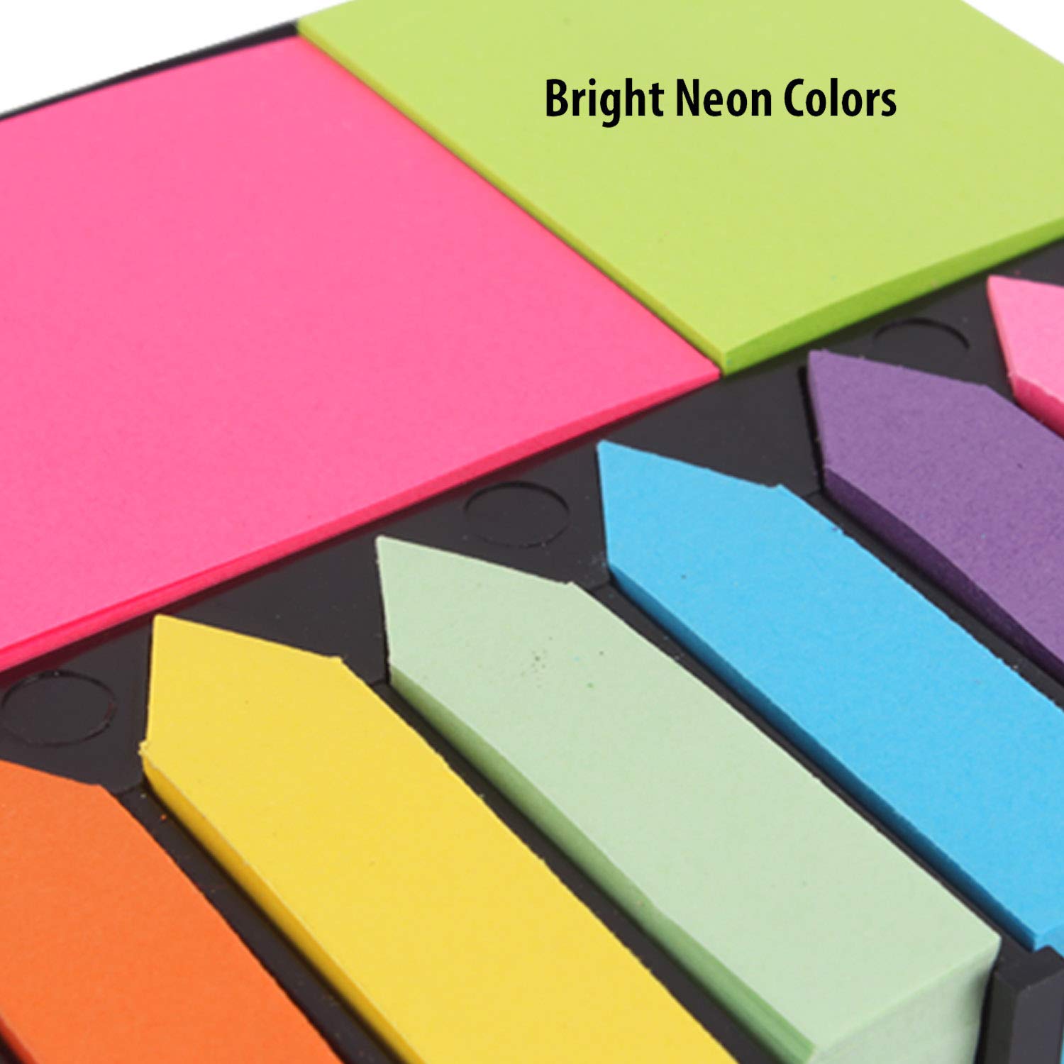 Pinzo Sticky Note Memo Pad With 8 Index Tabs, Bright Neon Colors