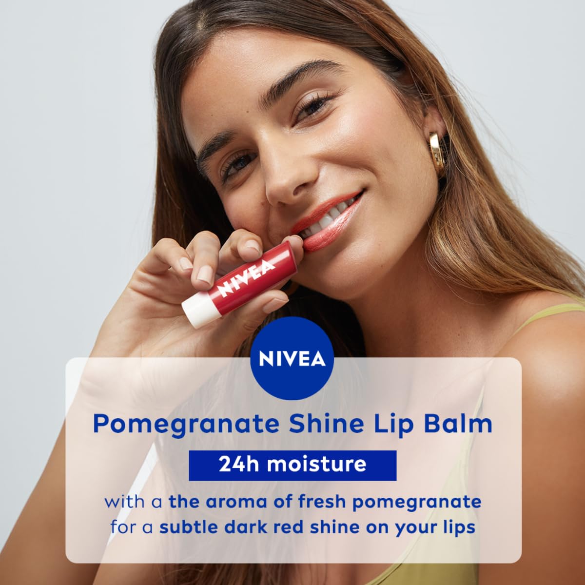 NIVEA Shine Caring Lip Balm, Pomegranate, 4.8G, Red