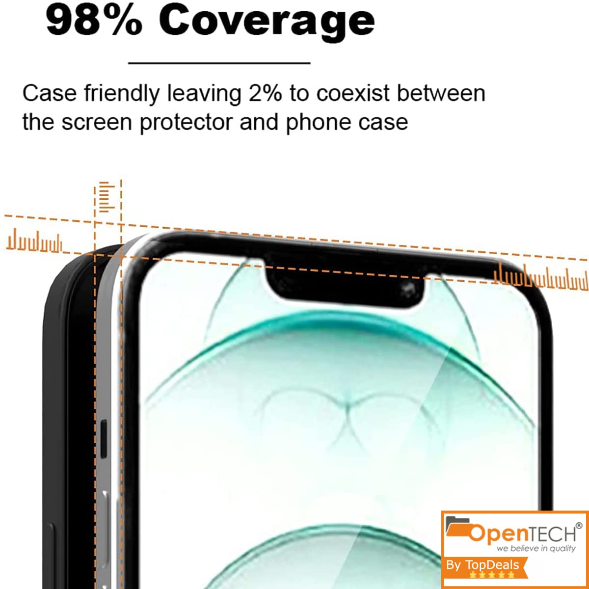 OpenTech® Military-Grade Premium Tempered Glass Screen Protector for iPhone 13/13 Pro / 14 / 16e with Edge to Edge Coverage - Case Friendly, Anti-scratch and Bubble free installation kit