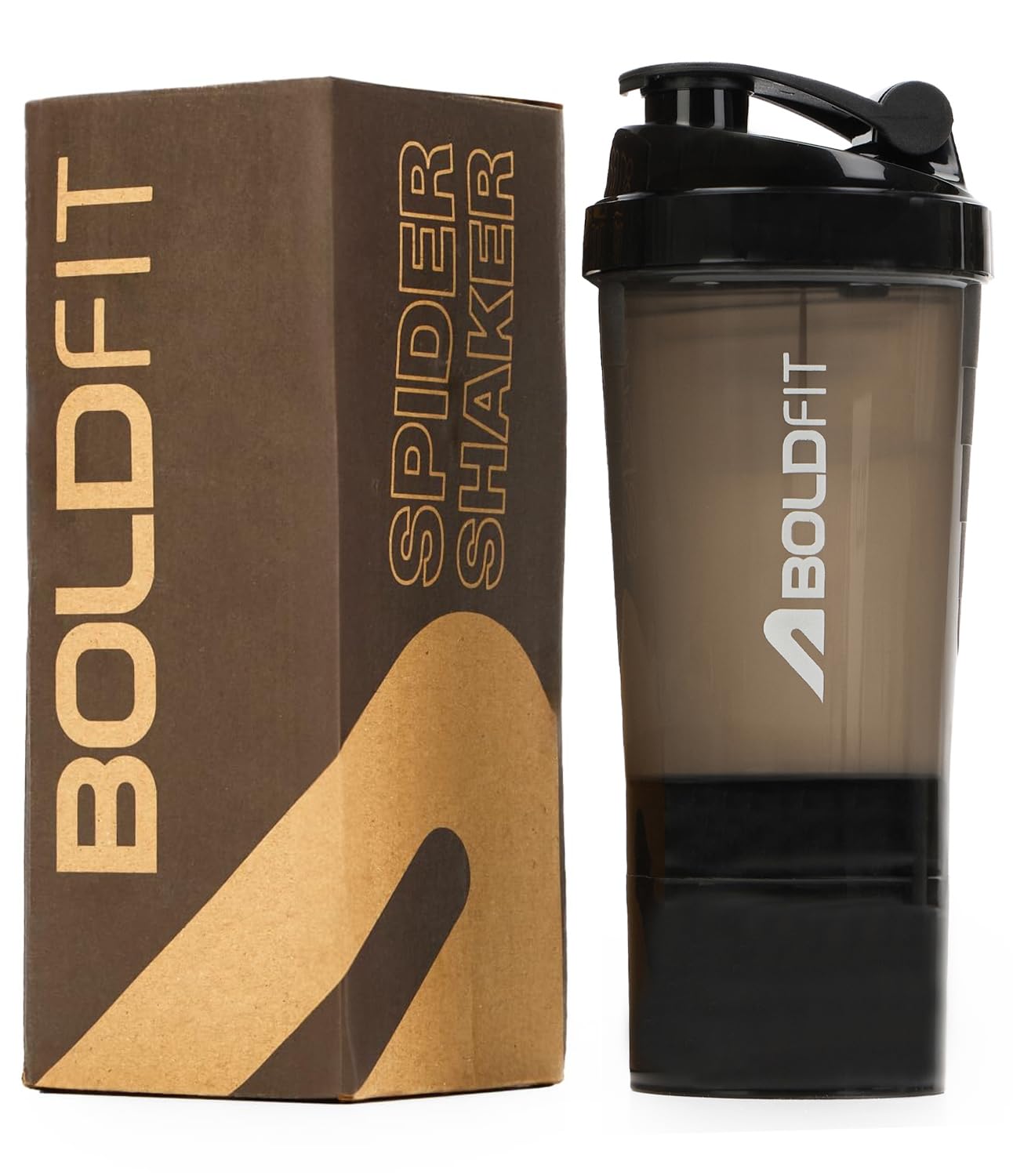Boldfit Bold Gym Shaker Bottle 700ml, Bottles For Protein Shake 100% Leakproof Guarantee Protein Shaker/Sipper, Ideal For Protein, Pre Workout And BCAAs & Water BPA Free Material,Plastic,Black