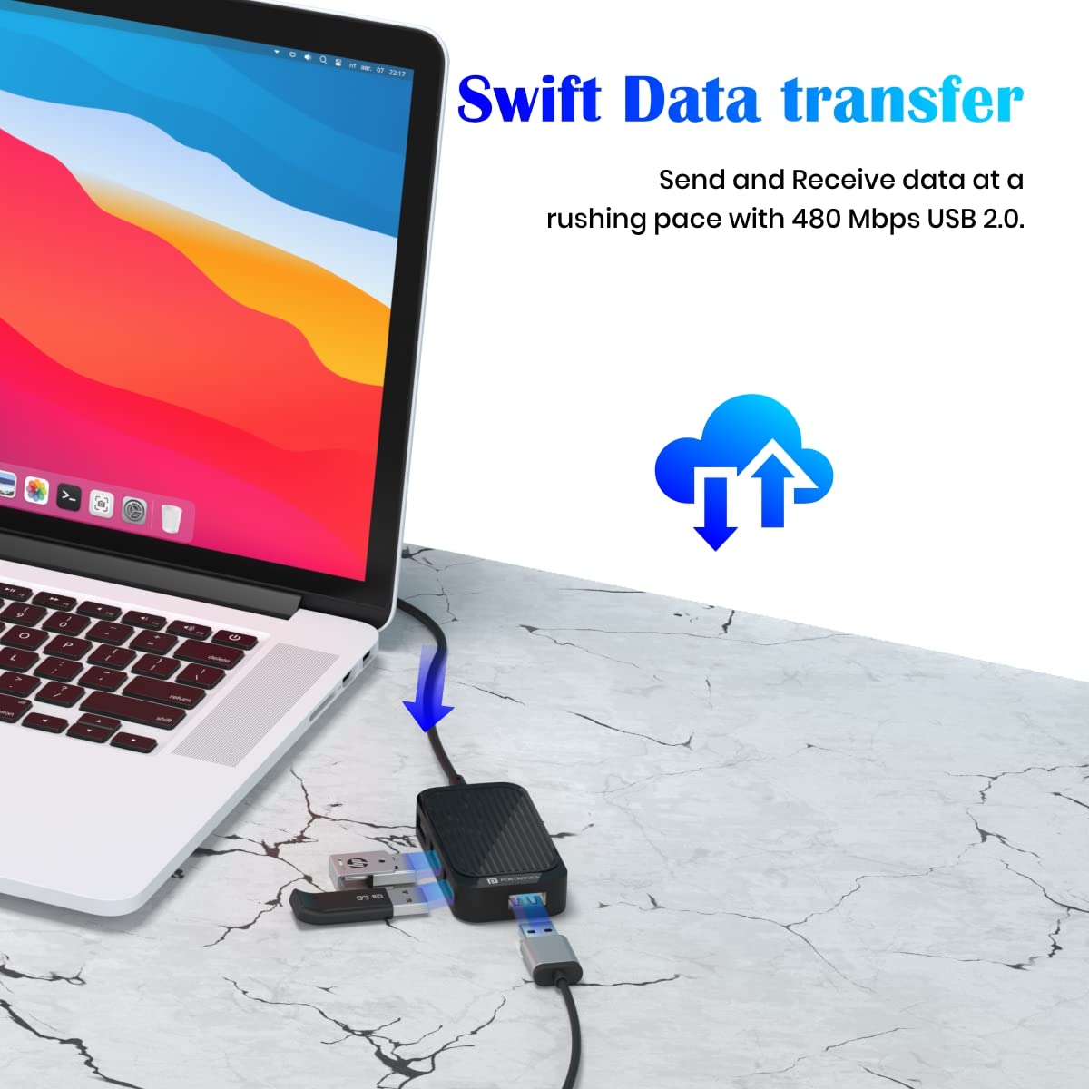 ZEBRONICS TA200U Type C to USB 3.0 4 Port hub with Hi Speed Data Transfer, Aluminum + ABS Body, 15cm Cable, Sleek Design and Plug Play Usage