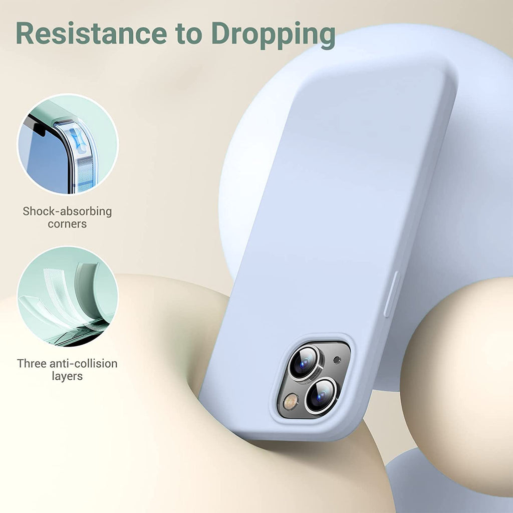 LOXXO® Compatible with iPhone 14 Case, Liquid Silicone Case, Full Body Protective Cover, Shockproof, Slim Phone Case, Anti-Scratch Soft Microfiber Lining, 6.1 inch - (Sierra Blue)