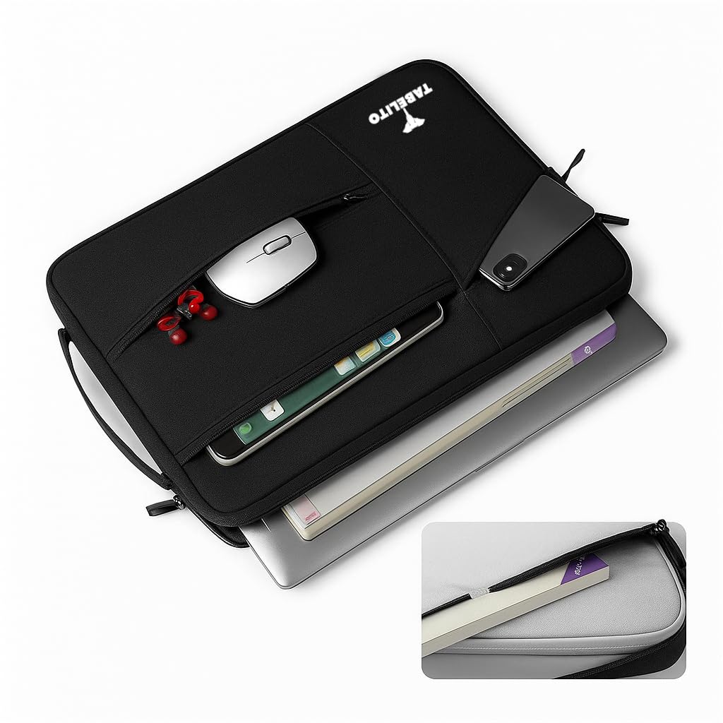 Tabelito® Hybrid Polyester Laptop Bag Sleeve Case Cover Pouch for 14 inches 35cm Laptops for Men & Women/Waterproof (Black)