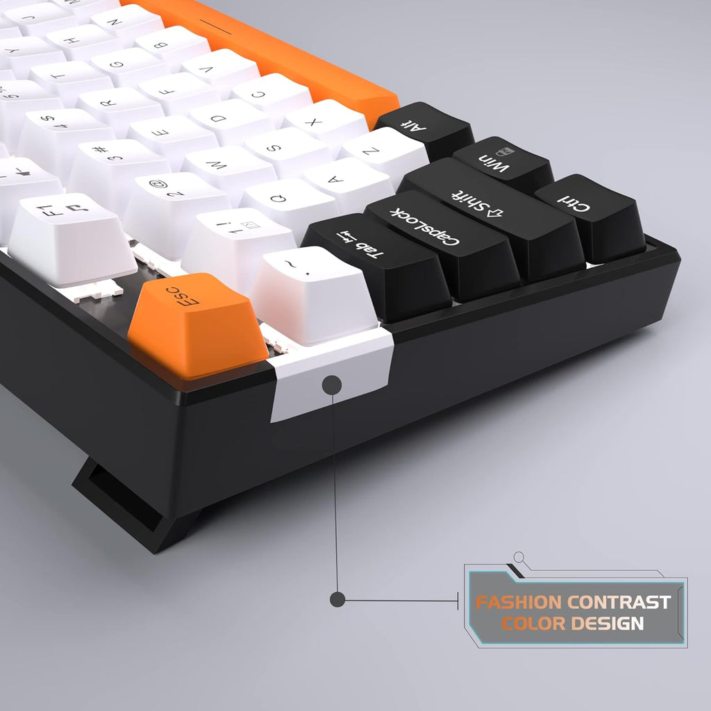 MageGee 75% Mechanical Gaming Keyboard with Yellow Switch, LED White Backlit Keyboard, 87 Keys Compact TKL Wired Computer Keyboard for Windows Laptop PC Gamer - White/Black