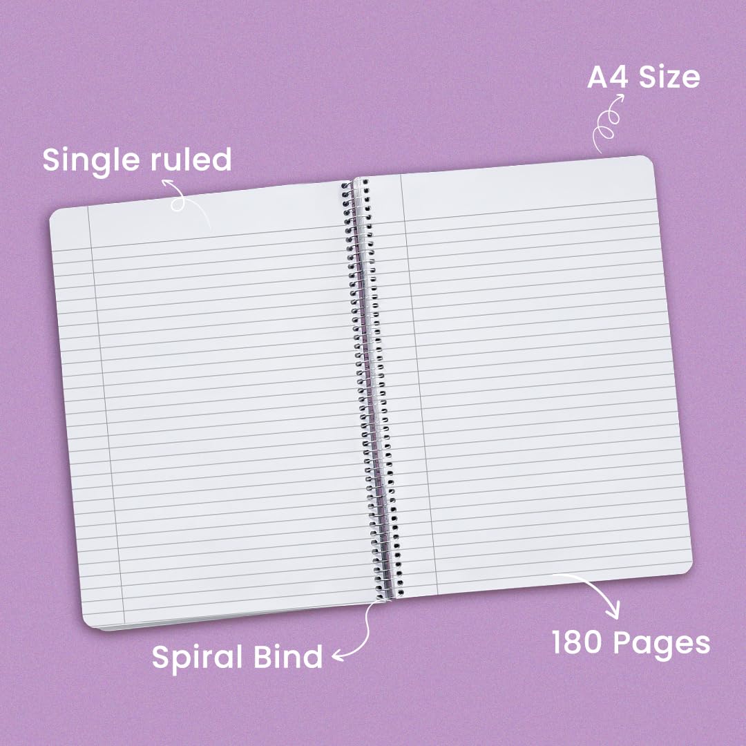 Classmate Pulse Long Book - 180 Pages | Single Line | 29.7cm x 21.0cm | Wiro Binding | Pack of 3 Notebooks | Ruled Long Size Notebook for Students