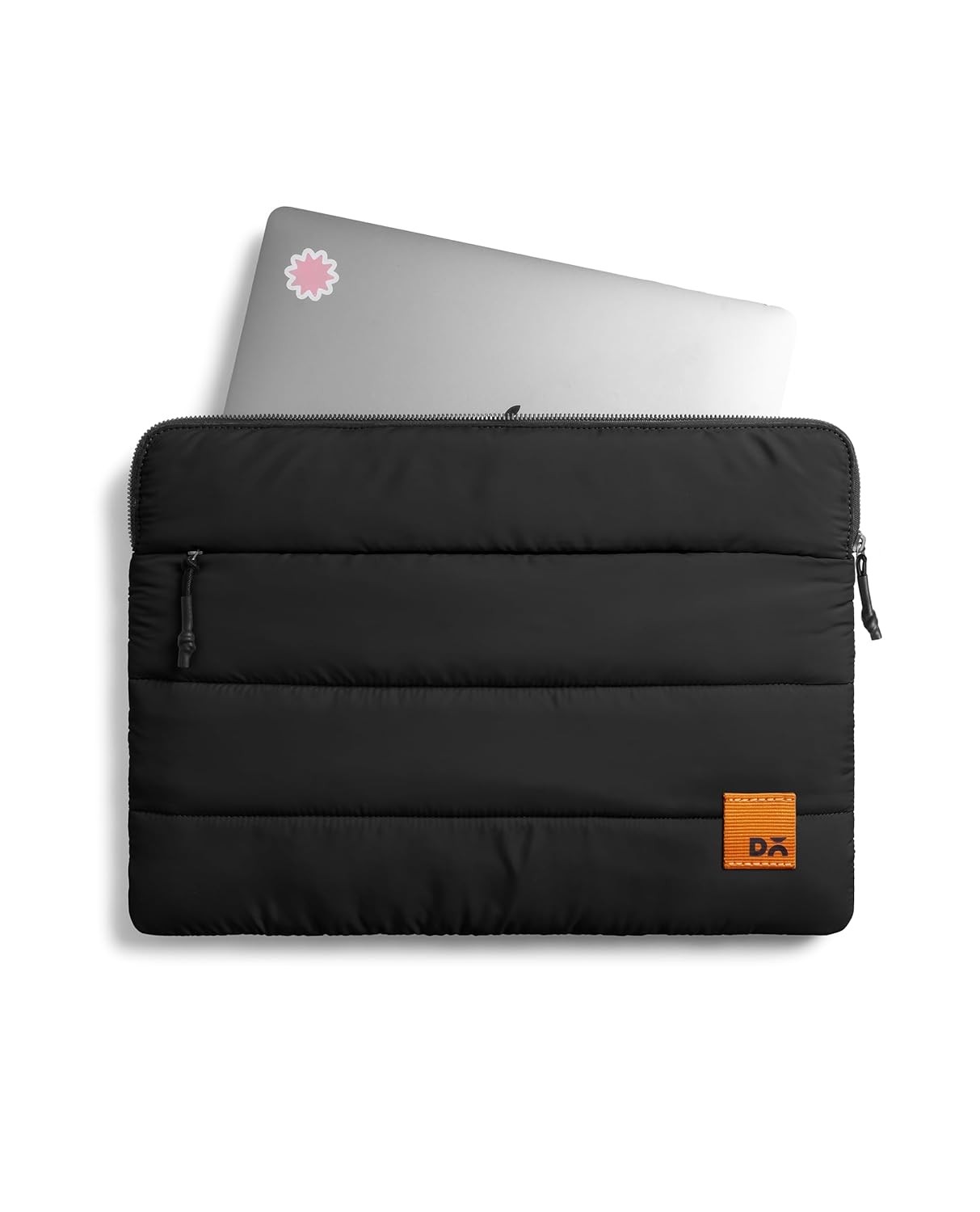 DailyObjects Medium Stria Portable Laptop Sleeve | Durable Polyester | Compatible with Laptop/MacBook Air/Pro Upto 14 in | Water Resistant Fabric |Padded Compartment with Zip Closure - Carbon Black
