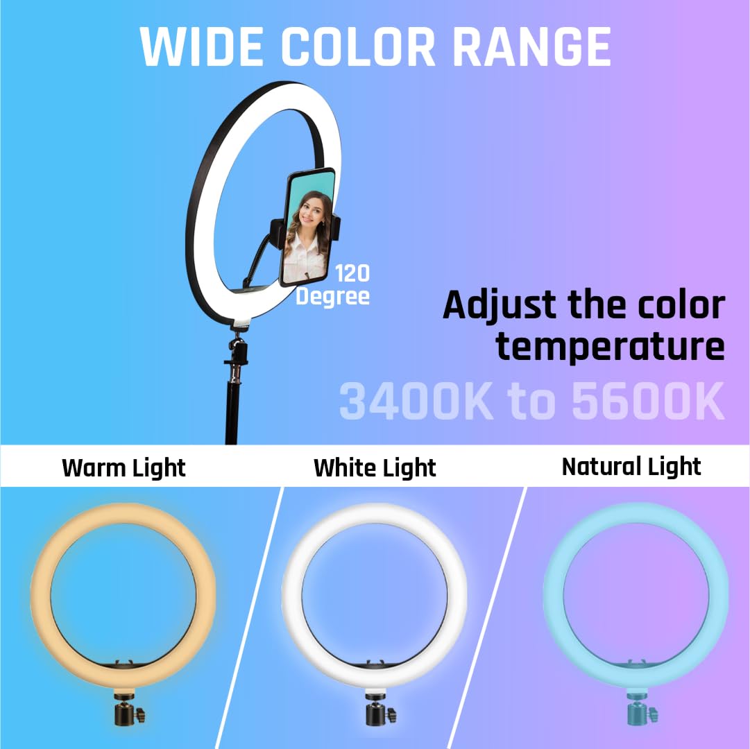Tygot 10 Inches Big LED Ring Light for Camera, Phone tiktok YouTube Video Shooting and Makeup, 10" inch Ring Light with 7 Feet Long Foldable and Lightweight Tripod Stand