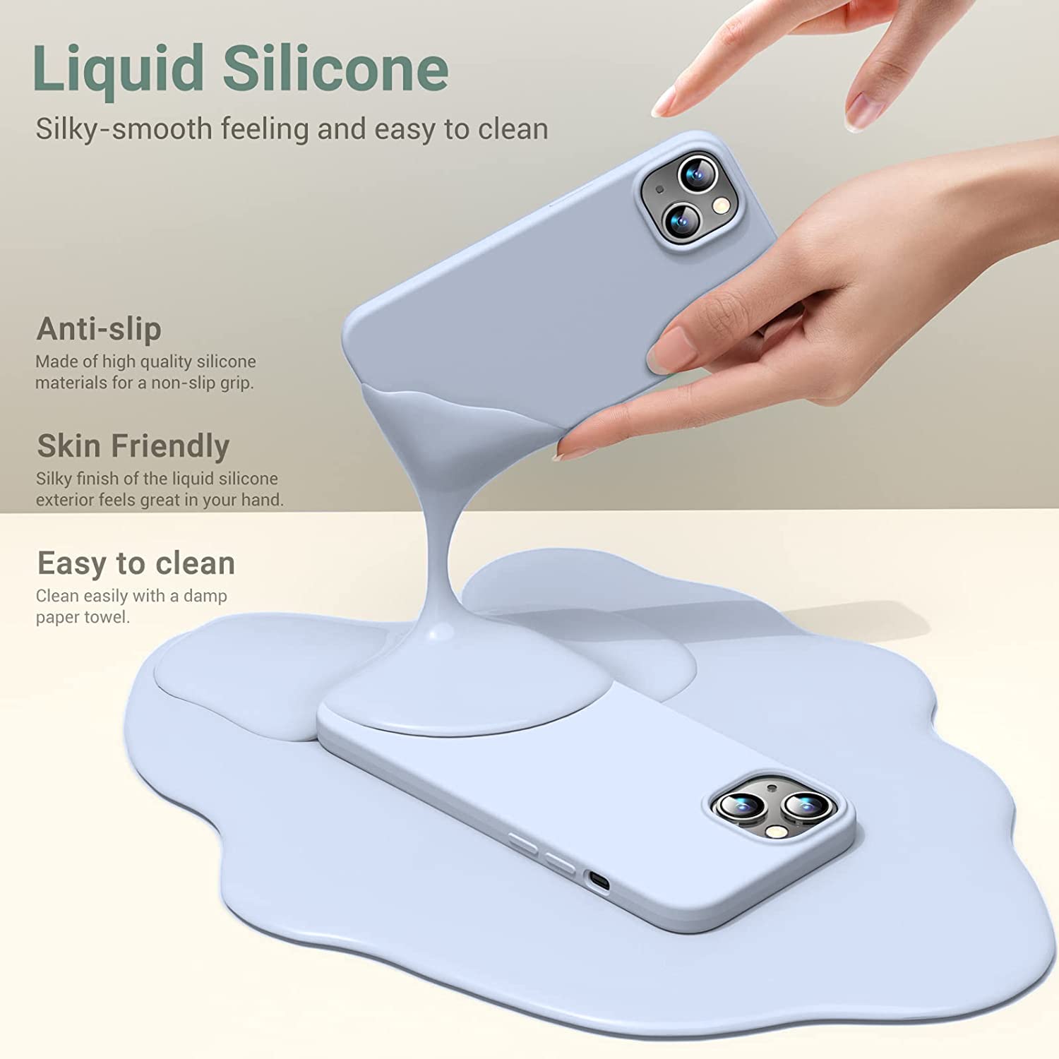 LOXXO® Compatible with iPhone 14 Case, Liquid Silicone Case, Full Body Protective Cover, Shockproof, Slim Phone Case, Anti-Scratch Soft Microfiber Lining, 6.1 inch - (Sierra Blue)