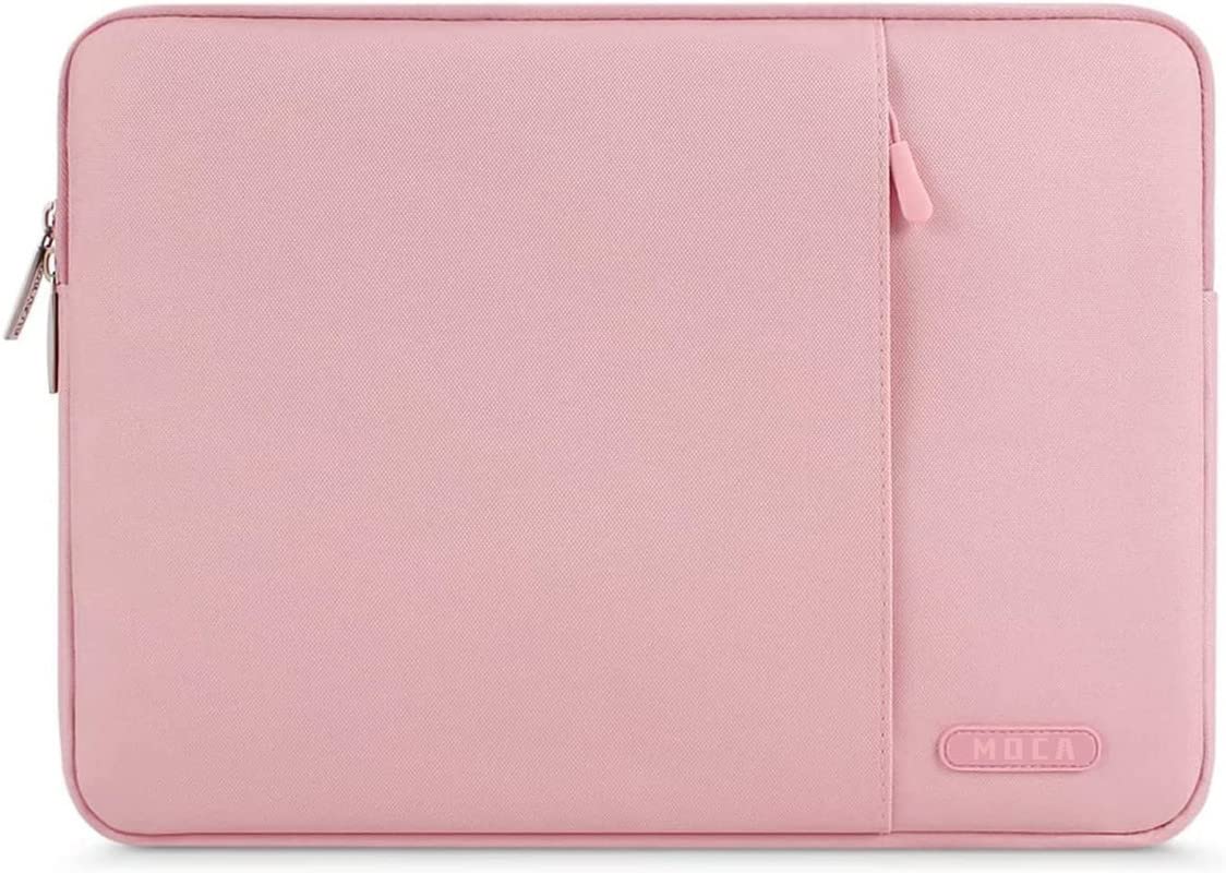 MOCA Laptop Sleeve Bag Compatible with Old MacBook Air 13.3 / MacBook Pro 14 M3 M2 M1 Pro/Max A2442 Sleeve, Polyester Vertical Case with Pocket, Pink
