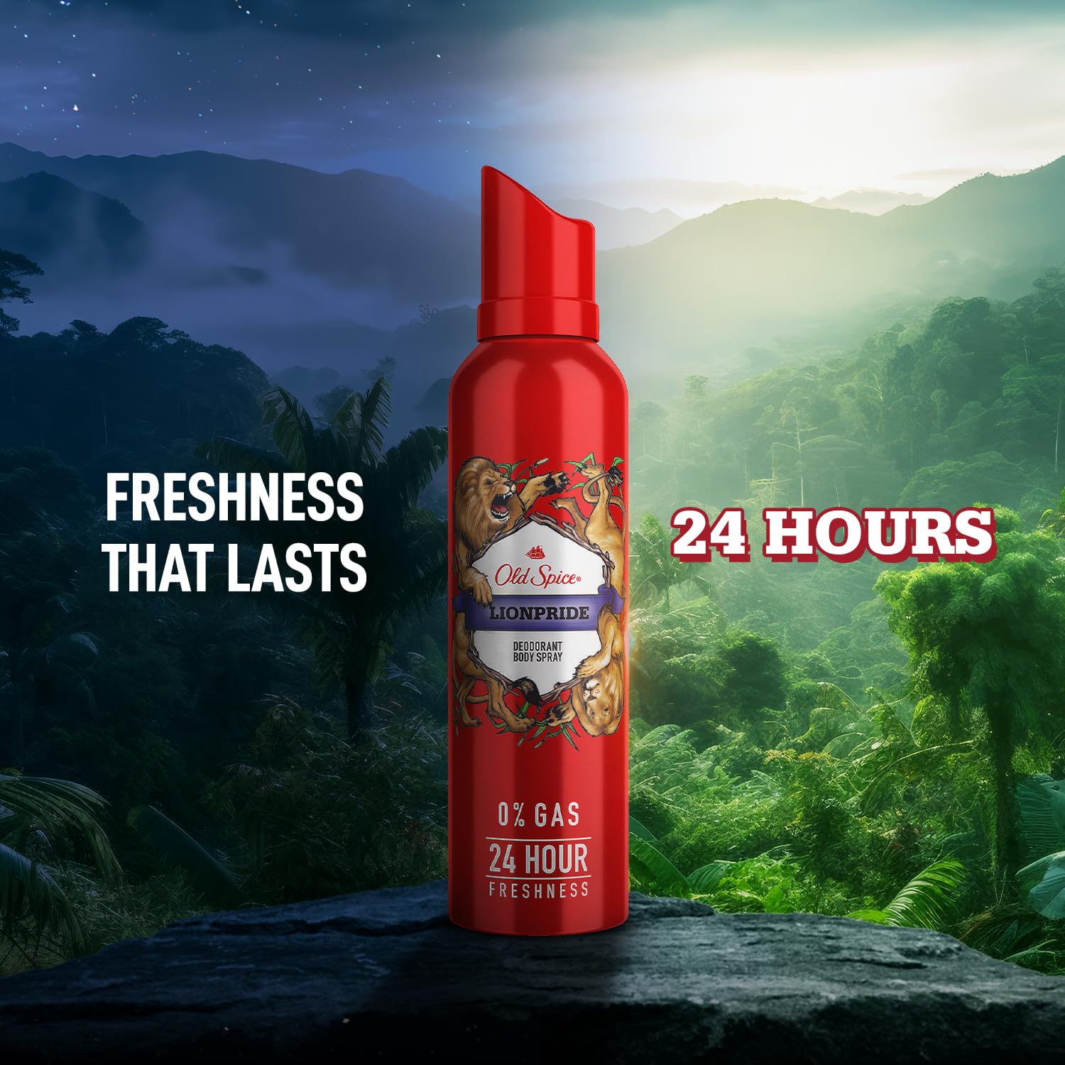 Old Spice Lionpride No Gas 24 hour Long Lasting Freshness Deodorant Perfume Body Spray For Men, 140ml