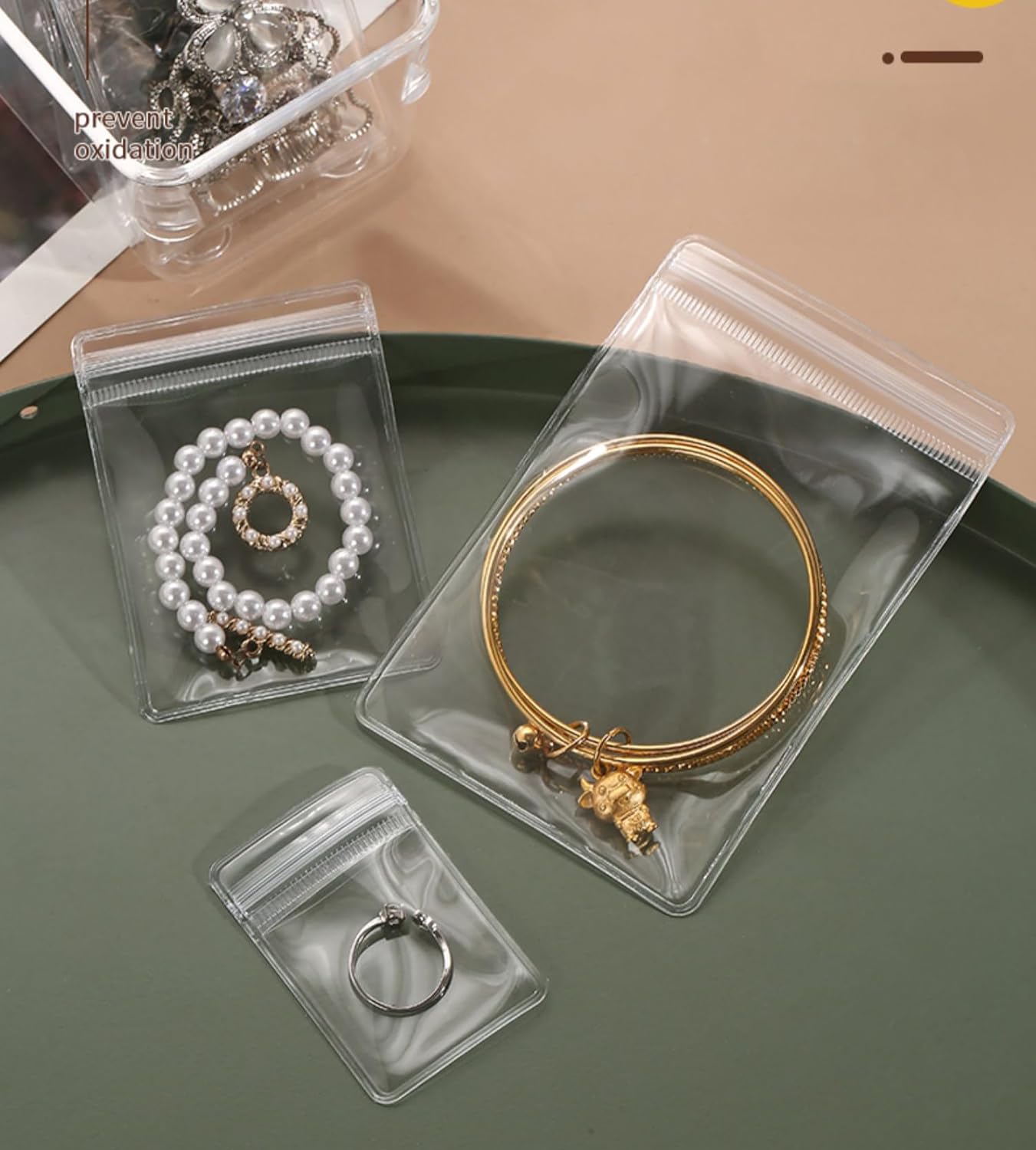 wolpin (17 Pcs Jewellery Organiser Storage Pouches Clear Zip Lock Cover for Rings, Earrings, Necklace, Transparent, Polyvinyl Chloride PVC