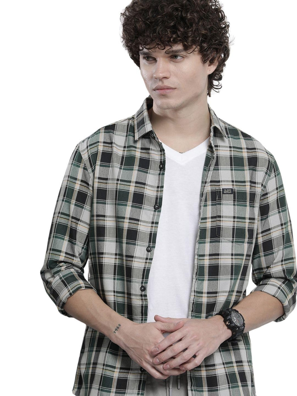 Arrow Sports Men's Slim Fit Pure Cotton Mandarin Shirt