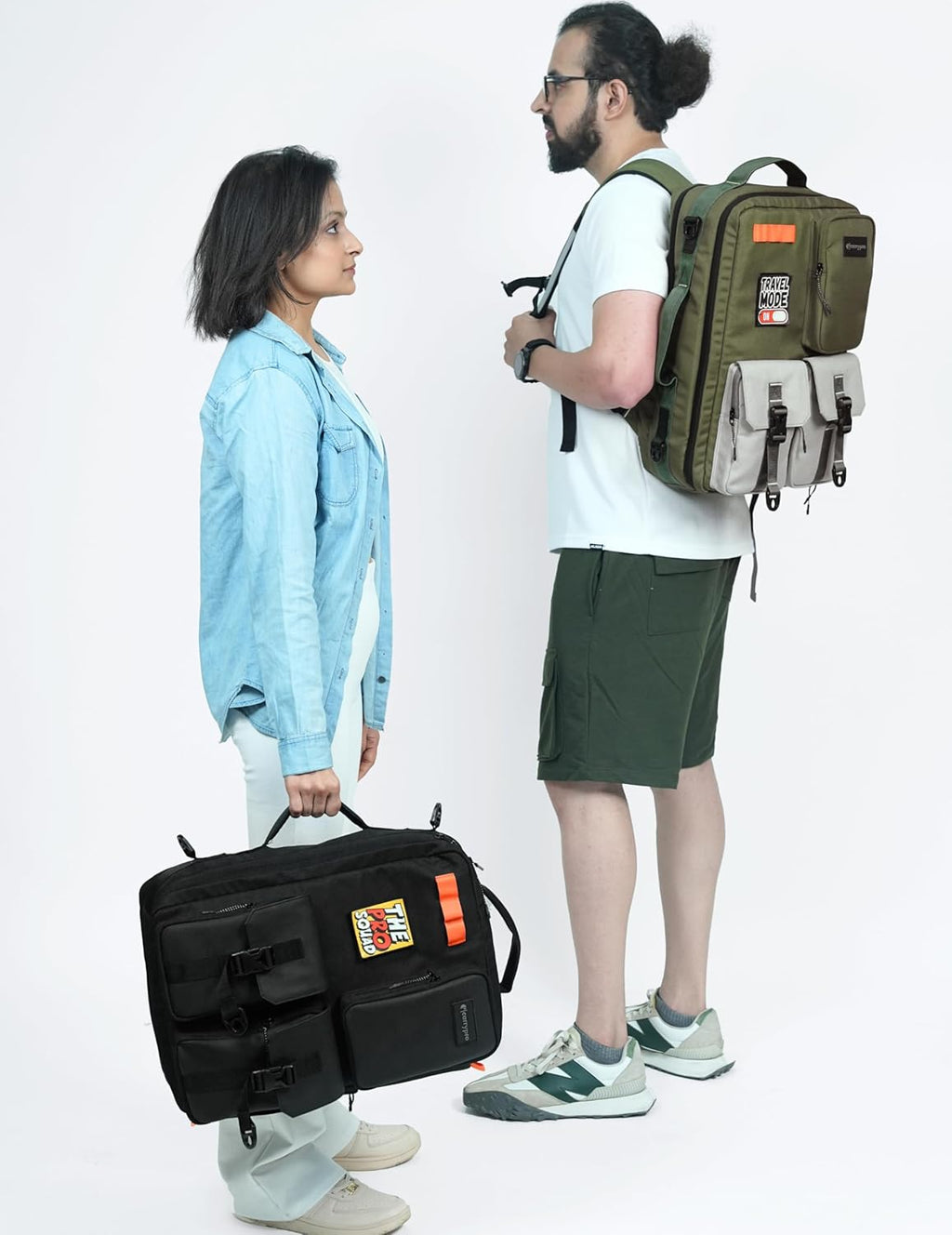 CarryPro 30L Overnighter Duffle Backpack – Fits 15.6” Laptop | 2-Way Carry with 180° Easy Access | Water-Resistant Travel Bag with Raincover, Sling Belt & 5 Bonus Velcro Stickers | 2-Year Warranty