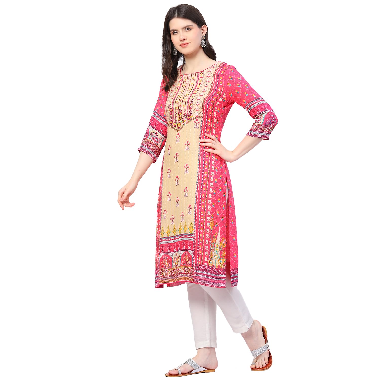 BIBA Women Viscose Straight Fit Liva Printed Kurta