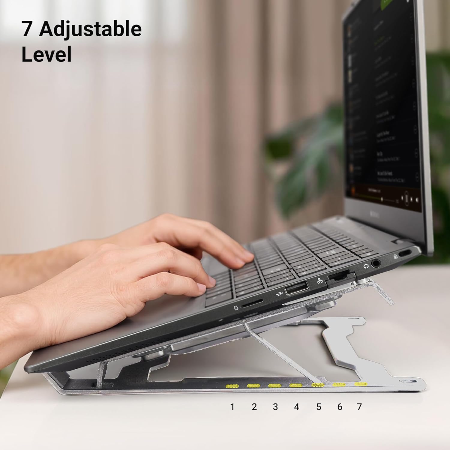 Zebronics NS5000 Laptop Metal Stand with Dual Fan, Upto 17 inch, Multicolor Fan + Speed Controller, 58CFM Airflow, 7-Level Angle Adjustment, Foldable, with USB & Type-C Ports, Anti-Slip Silicone Pads