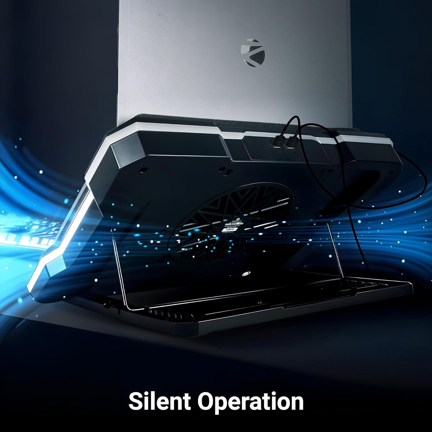 ZEBRONICS NC9200, Laptop Cooling Pad, 140mm RGB LED Fan, Upto 19 inch Laptop, Dual USB Port, Magnetic Foam Cushioning, Detachable Mobile Holder, Fan Speed Controller, High Speed, 10 RGB LED Modes