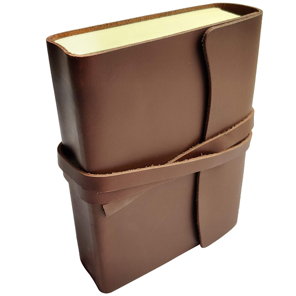 RUSTIC TOWN Handcrafted Full Grain Brown Leather Cover Journal to Write in Notebook Diary for Men Women Writers Artist Poet Gift for Him Her, 200 Pages