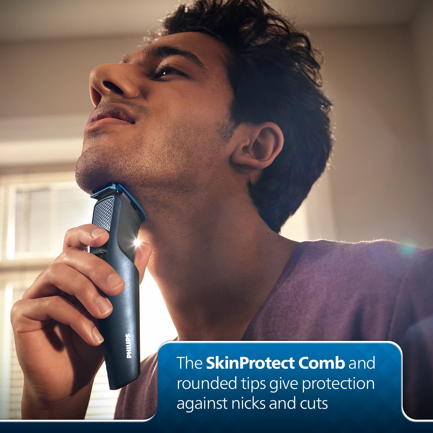 Philips Beard Trimmer for Men | India's No.1 Trimmer | DuraPower Technology | Lasts 4x Longer | Close Trim with Skin Protect Comb | Self Sharpening Blades | Cordless | Charging Indicator | Travel Lock | No Oil Needed | 2 Year Warranty | BT1232/18,Blue