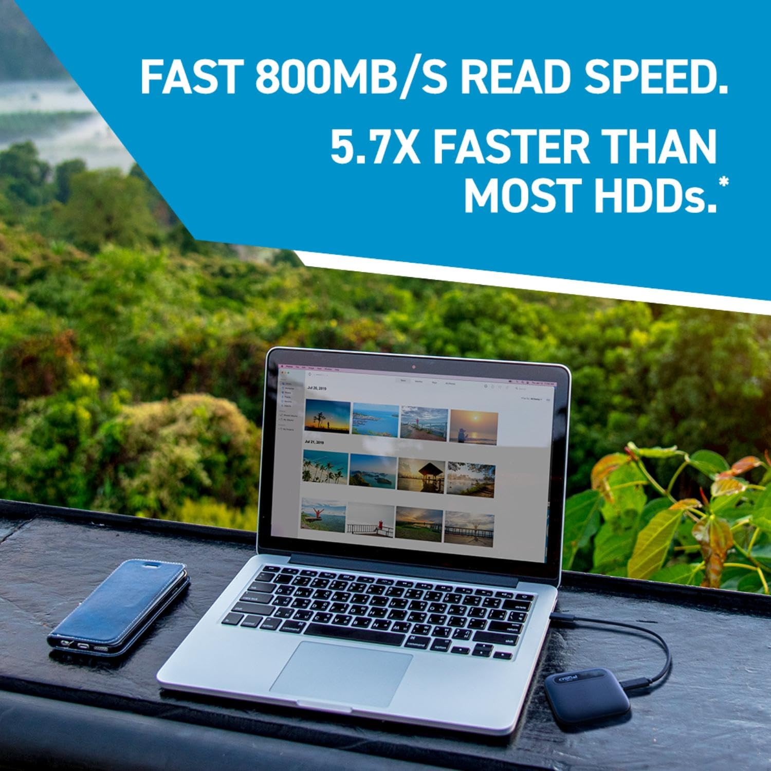 SanDisk Extreme Portable 2TB, 1050MB/s R, 1000MB/s W, 3mtr Drop Protection, IP65 Water/dust Resistance, HW Encryption, PC,MAC & TypeC Smartphone Compatible, 5Y Warranty, External SSD, Monterey Color