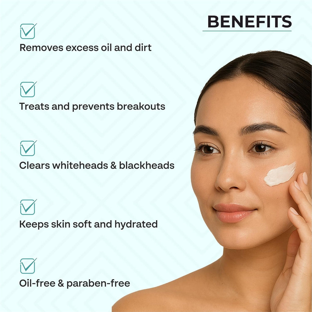 Dr. Sakhiya's Acne & Pimple Face Wash for Oily Skin (100ml) | 2% Salicylic Acid, Niacinamide & 0.5% Benzoyl Peroxide | Oil-Free, Paraben-Free | Dermatologist Formulated Cleanser | Reduces Breakouts & Blackheads