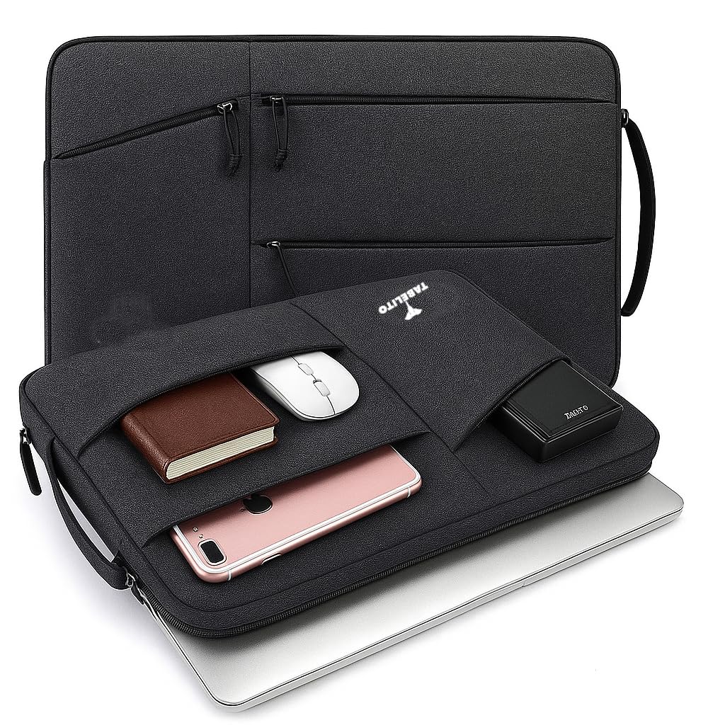 Tabelito® Hybrid Polyester Laptop Bag Sleeve Case Cover Pouch for 14 inches 35cm Laptops for Men & Women/Waterproof (Black)
