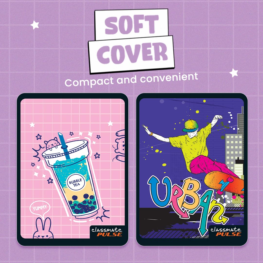 Classmate Pulse Long Book - 180 Pages | Single Line | 29.7cm x 21.0cm | Wiro Binding | Pack of 3 Notebooks | Ruled Long Size Notebook for Students