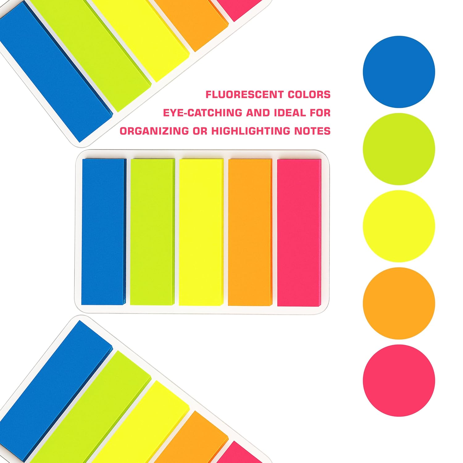 Cubic Transparent 5-Color Plastic Flag Sticky Notes | Pack of 5 (100 Sheets Each) | Bright & Durable PET Page Markers for Indexing, Bookmarking & Organizing | Strong Adhesive & Easy Peel-Off