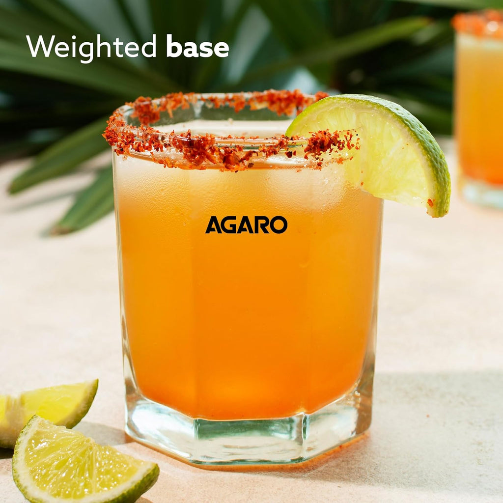 AGARO Elegant Octagonal Glass 200ml set of 6, Juice and Water Drinking Glass Transparent.