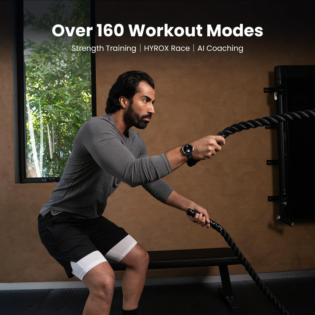 Amazfit Active 2 Premium 44mm Smart Watch, Sapphire Glass Display, Free Silicon Strap in Box, Built in GPS, 10day Battery, 5ATM, for iOS & Android, 2000 Nits Bright, 160+ Sports Mode, Black Leather